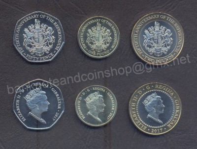 GIBRALTAR █ SET MONEDE █ 50 Pence + 1+2 Pounds █ 2017 █ REFERENDUM █ UNC foto
