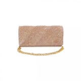 Cumpara ieftin Geanta plic seara, rose, 20 x 10 cm, model dungi oblice in relief cu sclipici, Magrot 24027