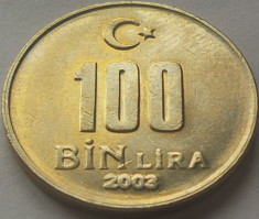 Moneda 100 BIN LIRA - TURCIA, anul 2003 *cod 1423 A foto