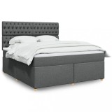 Gossi pat box spring cu saltea, gri inchis, 180x200 cm, textil
