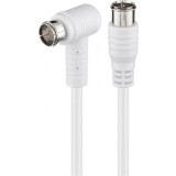 Cablu antena F-F 80 dB unghi 90 grade 1.5m T-T Alb, Goobay G67347