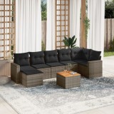vidaXL Set canapele de grădină cu perne, 8 piese, gri, poliratan 3256564