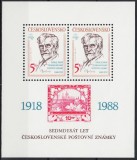 Cehoslovacia 1988 - Expo Praga, aniversare 80 ani de la primele timbre Cehoslovace, colita neuzata