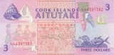 Bancnota Insulele Cook 3 Dolari (1992) - P7 UNC ( vezi descriere )