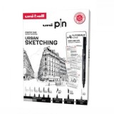 Set cadou 6x Liner UNI PIN-200 SKETCHING, 1 brush, 1 CS3, 1 creion mecanic 0. 5, 4 tutoriale carton