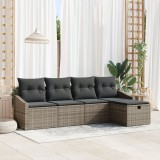 Gossi set de canapea de gradina de 5 piese cu perne gri poliratan