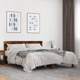 VidaXL Cadru de pat, stejar fumuriu 150x200 cm lemn prelucrat și metal 3280144