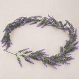 Planta Artificiala Ghirlanda Decorativa de Lavanda,Aspect Bogat,185cm,122 Ramificatii,Verde si Mov,Set de 2 Bucati