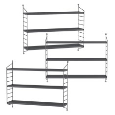 Set 3 buc raft perete Str&auml;ngn&auml;s 50x60x15cm otel gri inchis [en.casa] HausGarden Leisure