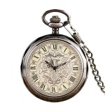 Ceas de buzunar Gorben PM009 Bronz - Antique Skeleton, Mecanic, Afisaj cu Cifre Romane, Cu Lant Vintage Retro