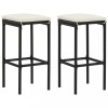 VidaXL Scaune de bar cu perne, 2 buc., negru, poliratan 313440