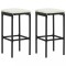 vidaXL Scaune de bar cu perne, 2 buc., negru, poliratan 313440