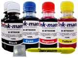 Set Cerneala Ink-Mate Compatibil Brother 2x100ml BTD60BK, 1x100ml BT5000C, 1x100ml BT5000M, 1x100ml BT5000Y + 1xTextmarker Non Toxic si 1xCd-r Maxell