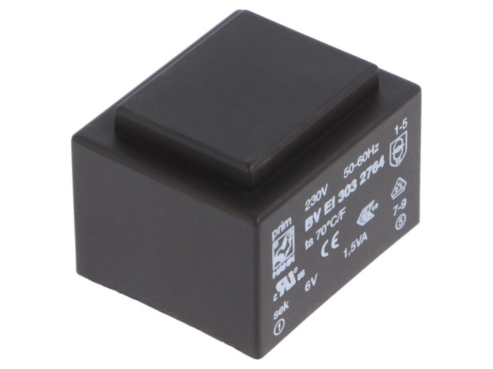 Transformator &icirc;ncapsulat 1,5VA 230V-6V