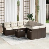 VidaXL Set de canapele pentru grădină 9 pcs Maro 55 x 55 x 37 cm