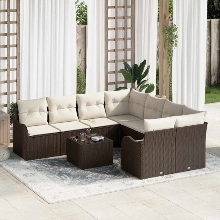 vidaXL Set de canapele pentru grădină 9 pcs Maro 55 x 55 x 37 cm 3345638