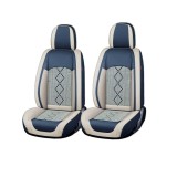 Huse auto premium 5 locuri Carguard Deluxe piele ecologica perforata si textil - albastru - alb