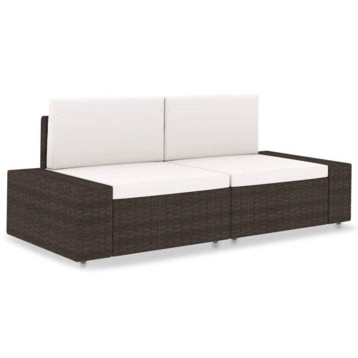 vidaXL Canapea modulară cu 2 locuri, maro, poliratan 49515
