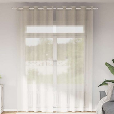Perdele Voile cu Oelii 2 buc Crem 140x300 cm foto