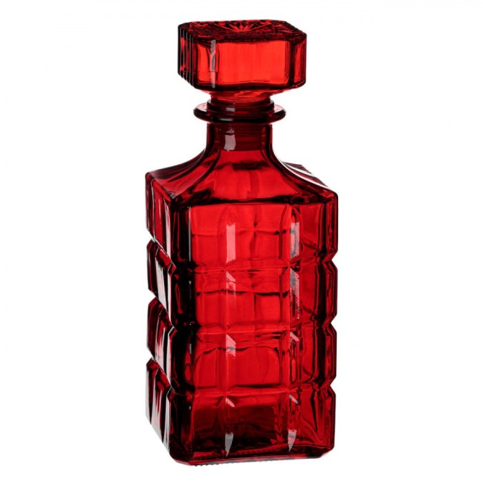 Sticlă Pentru Lichior Fără Brand, Model Decorativ, Culoare Roșu, Capacitate 0,95L