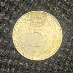 Moneda 5 dinari 1984 Iugoslavia