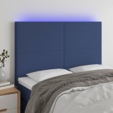 Cumpara ieftin Tăblie de pat cu LED, albastru, 144x5x118/128 cm, textil
