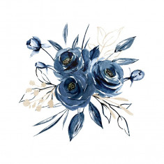 Sticker decorativ Trandafiri, Albastru, 52 cm, 3838ST