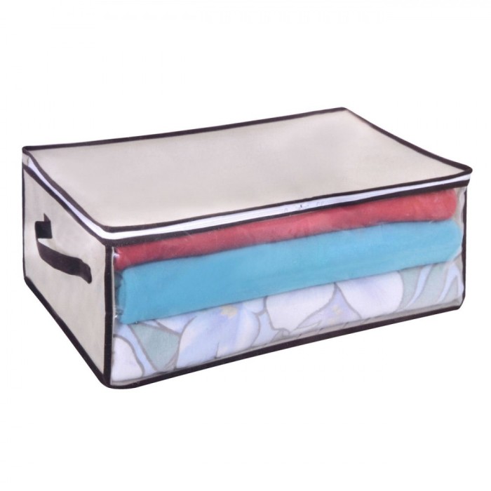 Husă Depozitare, Model Universal, Dimensiuni 50x35x20cm, Fereastră Vizualizare, Impermeabilă, Polipropilenă, Bej