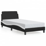 VidaXL Cadru de pat cu tăblie negru și alb 90x190 cm piele artificială
