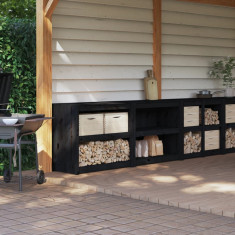vidaXL Dulapuri de bucătărie de exterior, 2buc., negru, lemn masiv pin