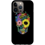 Husa compatibila cu Apple iPhone 14 Plus model Flower Skull, Silicon, TPU, Viceversa, Transparent, Carcasa