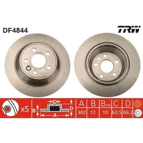 Set disc frana Volvo S80 2 (124) 03.06-12.16, Xc70 I Cross Country (295) 10.97-10.07, Spate, 302X12mm, plin, TRW