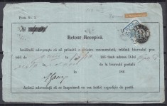 ROMANIA1862 LP 10 PRINCIPATELE UNITE EMISIUNEA I - 30 PARALE/RETUR RECIPISA SCRISOARE RECOMANDATA IASSY-MOLDOVA