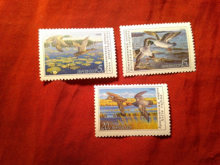 Serie URSS 1990 - Fauna - Rate salbatice , 3 valori