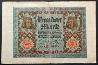 Bancnota istorica 100 MARK / MARCI - GERMANIA, anul 1920 *cod 26 foto