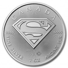 Moneda argint 9999 lingou , SUPERMAN? Shield Canada 1oz = 31 grame foto