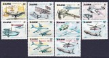 DB1 Transporturi Zair 1978 Aviatie Istoria Aviatiei 8 v.+ 2 v. cu supratipar MNH