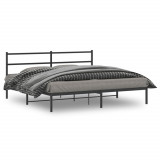 VidaXL Cadru de pat metalic cu tăblie, negru, 180x200 cm