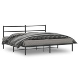 VidaXL Cadru de pat metalic cu tăblie, negru, 183x213 cm