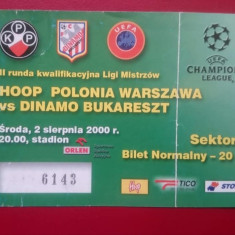 Bilet Fotbal Dinamo Bucuresti Romania Hoop Polonia Warszawa Poland