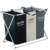 Cos de rufe, din material textil si cadru de aluminiu, cu 3 compartimente, negru/gri