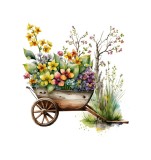 Sticker decorativ Car cu Flori, Multicolor, 58 cm, 3626ST, Oem