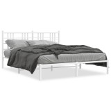 Cumpara ieftin Cadru de pat metalic cu tablie, alb, 150x200 cm