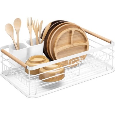 Scurgator de vase Navaris, cu suport de picurare, cu raft pentru farfurii, pahare si tacamuri, alb, 42.5x31.5x14 cm, 52545.01 foto