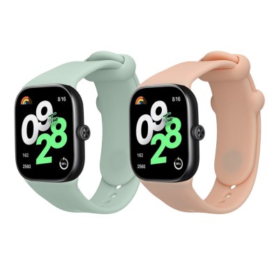Set 2 Curele Kwmobile pentru Xiaomi Redmi Watch 4, Verde/Roz, Silicon, KWM000025BA003C foto