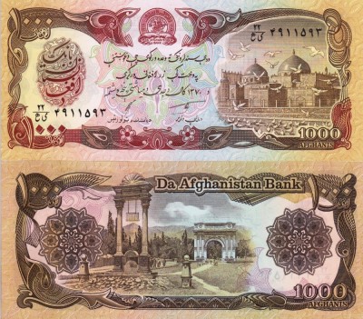 AFGANISTAN 1.000 afganis 1991 UNC!!! foto