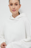 Reebok bluza LUX COLLECTION femei, culoarea alb, cu glugă, cu imprimeu
