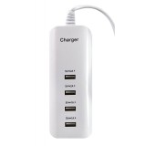 Incarcator retea pentru telefoane si tablete , 4 porturi USB , putere maxima 20 W , elSales , alb