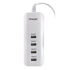 Incarcator auto pentru telefoane si tablete , 4 porturi USB , putere maxima 20 W , elSales , alb