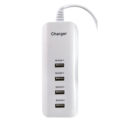 Incarcator retea pentru telefoane si tablete , 4 porturi USB , putere maxima 20 W , elSales , alb foto